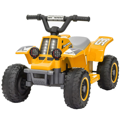 AIYAPLAY 6V Electric Quad Bike for Kids, Ride On ATV w/ Forward Backward, Headlights, for 18-36 Months, Yellow