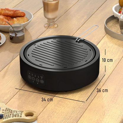 HOMCOM Electric Ceramic Hob with Grill Plate, Multifunctional with 4 Heat Levels for All Type Pot