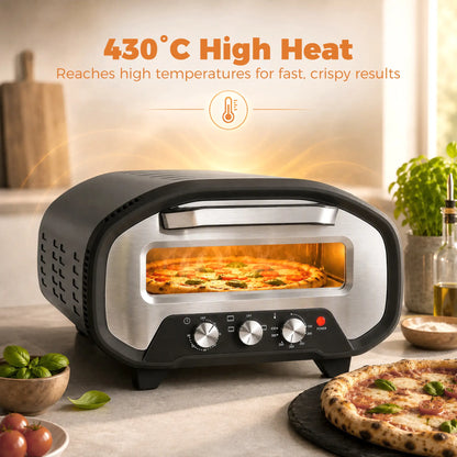HOMCOM Electric Pizza Oven, Pizza Maker with 3 Knob Control & Ceramic Stone, Viewing Window, 2200W