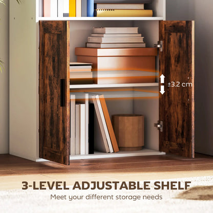 HOMCOM 5-Tier Bookcase with Adjustable Storage Shelf - Rustic Brown