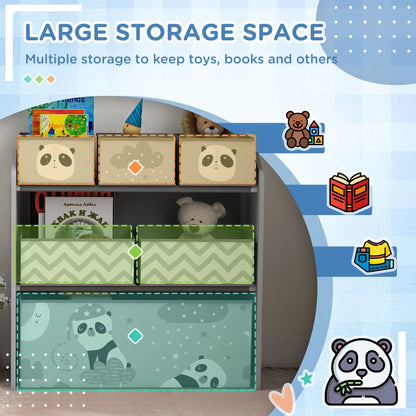 ZONEKIZ Kids Storage Unit, Toy Storage Organiser with Six Fabric Bins for Bedrooms, Playrooms - Grey