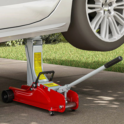HOMCOM Low Profile Jack, Hydraulic Racing Floor Jack, 8-38cm Lifting Range, 2.5 Ton Capacity, Red