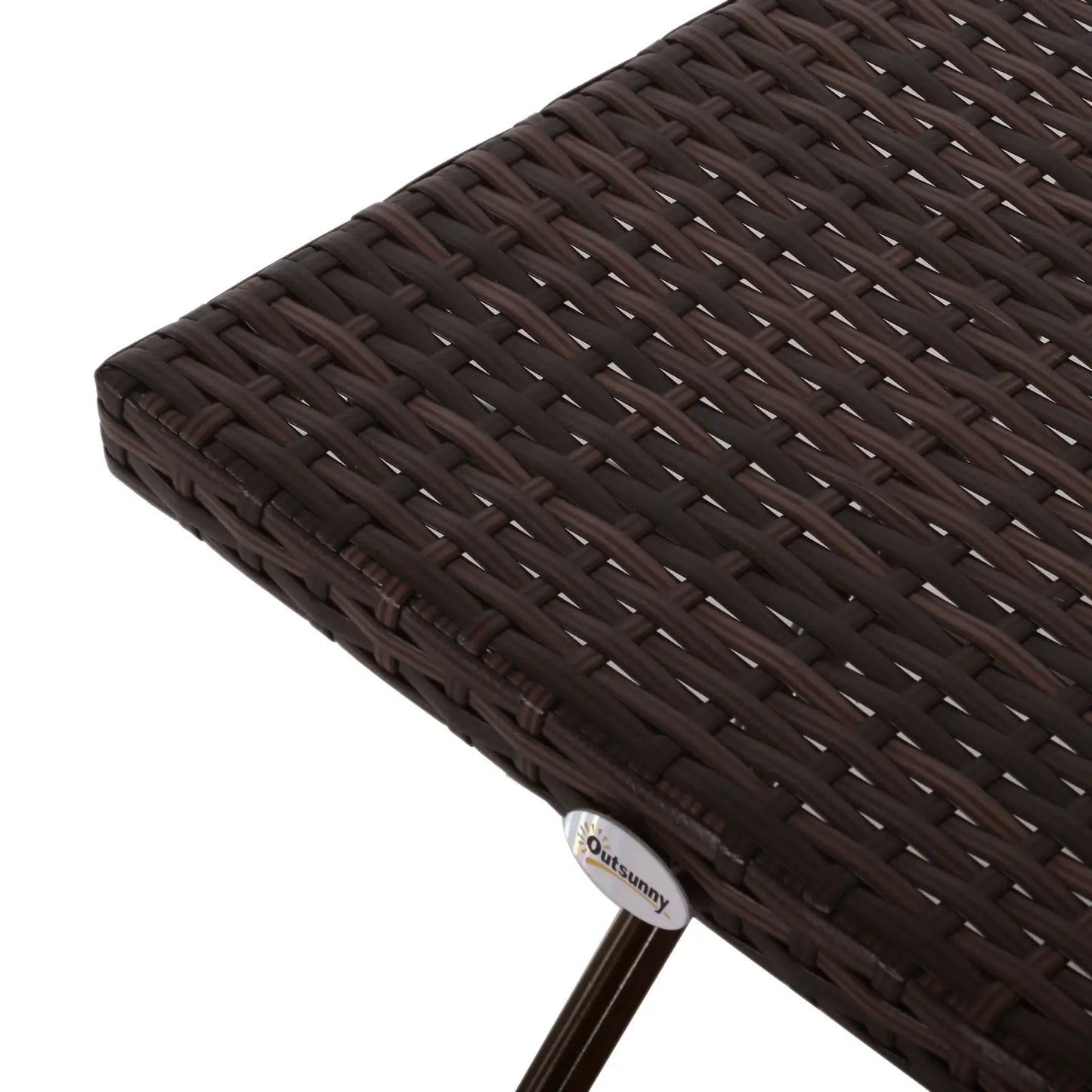 Outsunny Folding Rattan Garden Coffee Table, Small Square Outdoor Bistro Side Table for Patio, Balcony, Porch, Brown