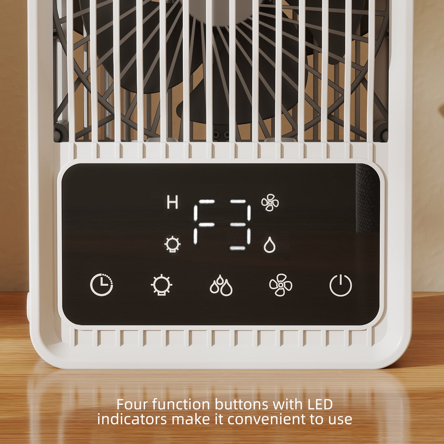 HOMCOM Mini Desk Fan with Humidifier & RGB Light Portable Table Fan with 550ml Water Tank