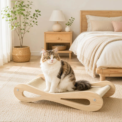 PawHut 2 in 1 Sisal Cat Scratcher Bed Cat Scratching Board and Lounger, Cream White