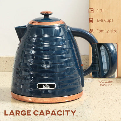 HOMCOM 3kW Rapid Boil Honeycomb Kitchen Kettle , 1.7L - Dark Blue