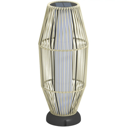 Outsunny Garden Rattan Lamp, Tall Solar Rattan Floor Lamp, Light with Auto On/Off LED, IP44 for Outdoor, Grey