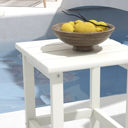 Outsunny Square Coffee Table, HDPE Tabletop and Frame for Porch, Garden, Side Table, White