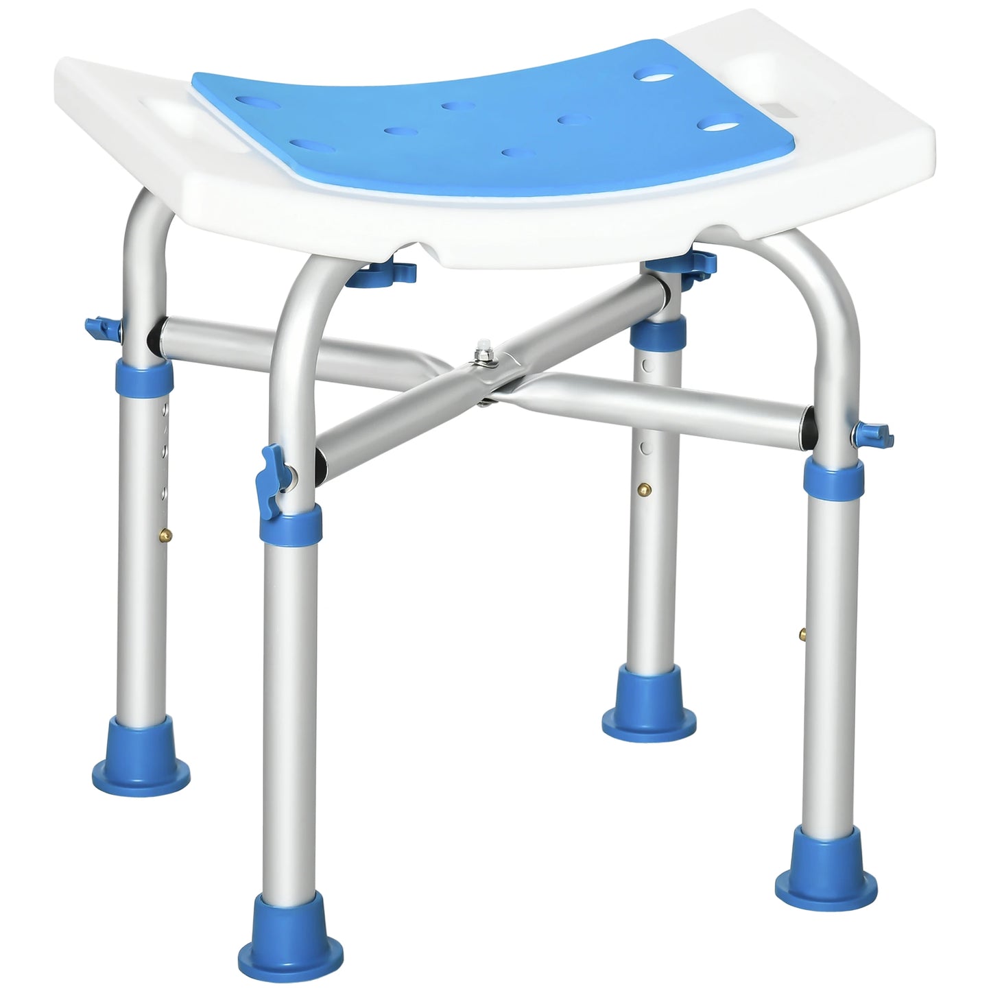 HOMCOM 44-51.5cm Aluminium Frame Shower/Bath Stool Seats - Blue