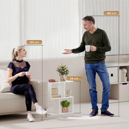 HOMCOM Side Table, Narrow End Table with Storage Shelves, S-Shaped, 3-Tier, White