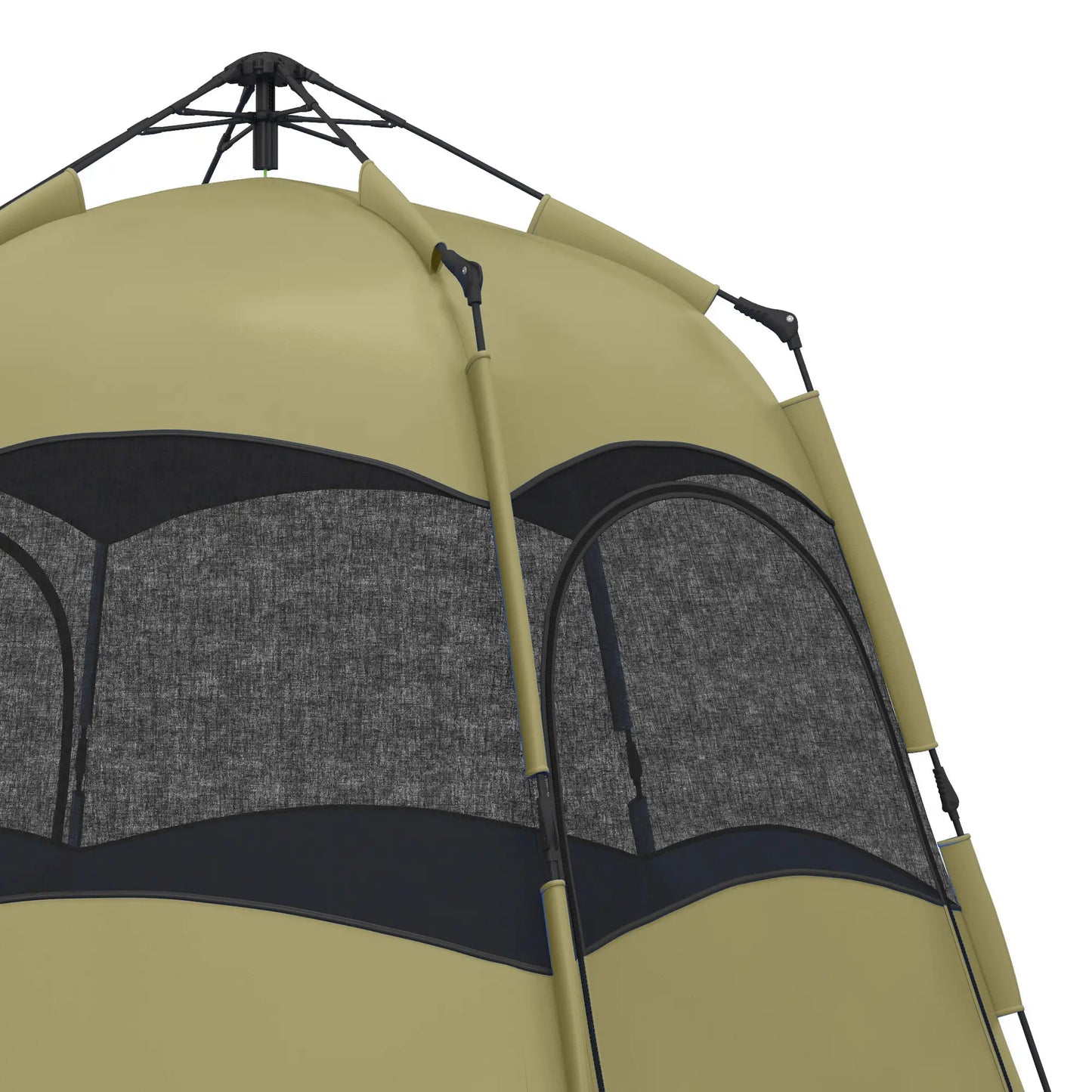 Outsunny Six Man Hexagon Camping Tent with Hang Hook & Carry Bag - Dark Green, Light Grey