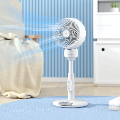 HOMCOM 9'' Air Circulator Fan 3 Speed, 70° Oscillation 90° Vertical Tilt, Height Adjustable, Remote Controller, for Living Room, Office
