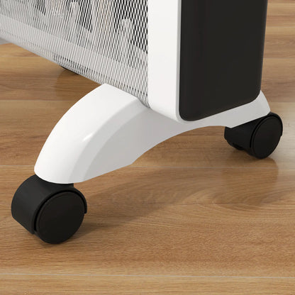 HOMCOM 2kW Electric Space Heater, 10-45℃ Temperature with Four Wheels - White