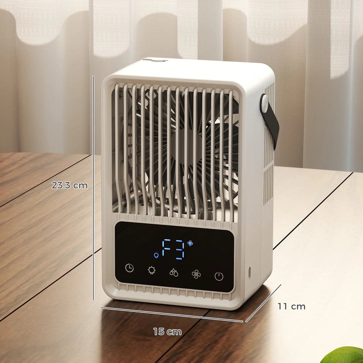 HOMCOM Mini Desk Fan with Humidifier & RGB Light Portable Table Fan with 550ml Water Tank