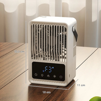 HOMCOM Mini Desk Fan with Humidifier & RGB Light Portable Table Fan with 550ml Water Tank