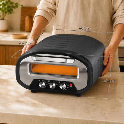 HOMCOM Electric Pizza Oven, Pizza Maker with 3 Knob Control & Ceramic Stone, Viewing Window, 2200W