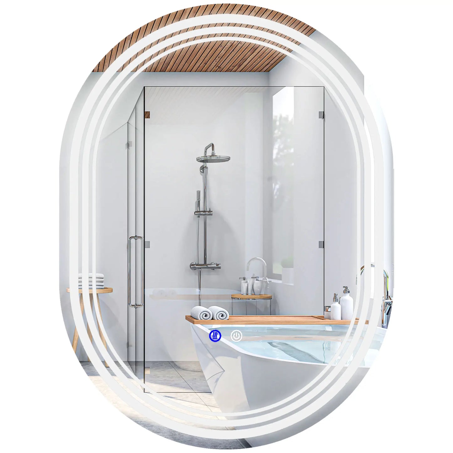 kleankin Bathroom Mirror with LED Lights Makeup Mirror, Anti-fog Touch, Switch, Vertical or Horizontal