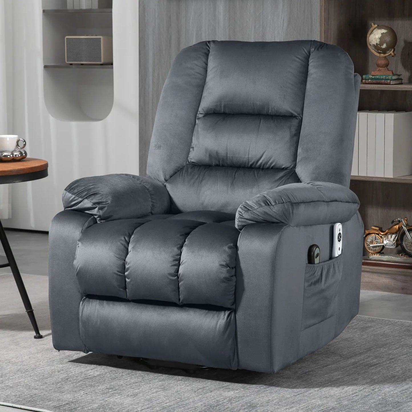 HOMCOM Leathaire Eight Massage Point Armchair, with Heat and Reclining Back - Grey