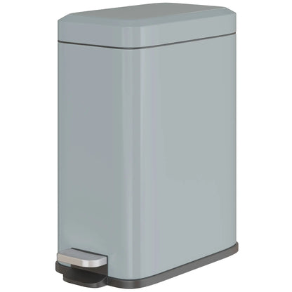Rectangular Compact Bin Tidy Steel Body Removable Bucket w/ Pedal Lid 5L