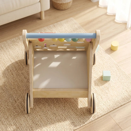 AIYAPLAY Wooden Baby Walker, Toddler Push Along Walker with Speed Control, Activity Centre for 18 Months+