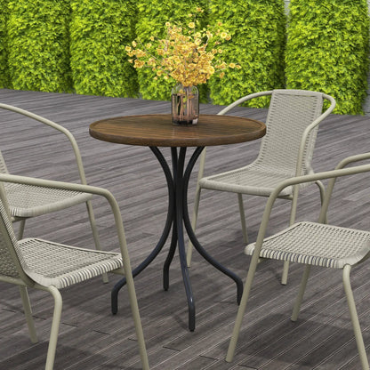 Outsunny Φ66cm Galvanised Steel Outdoor Garden Table - Brown