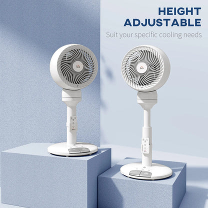 HOMCOM 9'' Air Circulator Fan 3 Speed, 70° Oscillation 90° Vertical Tilt, Height Adjustable, Remote Controller, for Living Room, Office