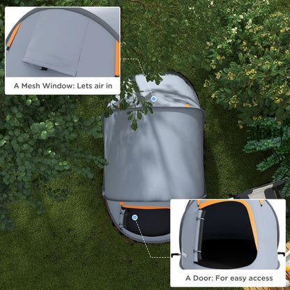 Outsunny Two-Man Pop-Up Dome Camping Tent, with Accessories, Water-Resistant - Grey