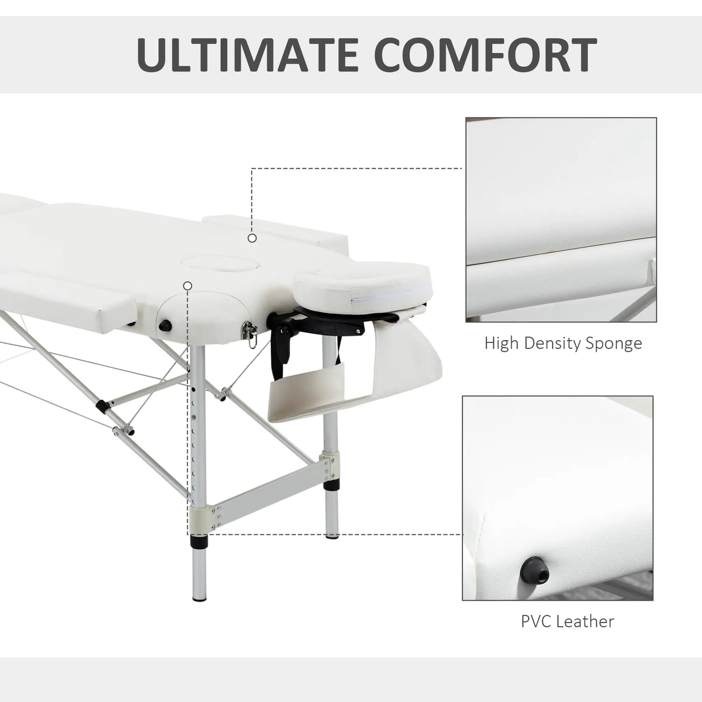 HOMCOM Foldable Massage & Relaxation Table Professional Salon SPA Facial Couch Bed White