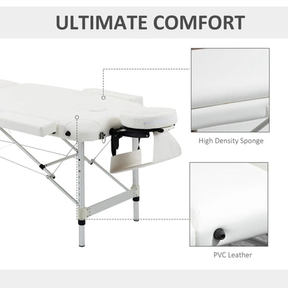 HOMCOM Foldable Massage & Relaxation Table Professional Salon SPA Facial Couch Bed White