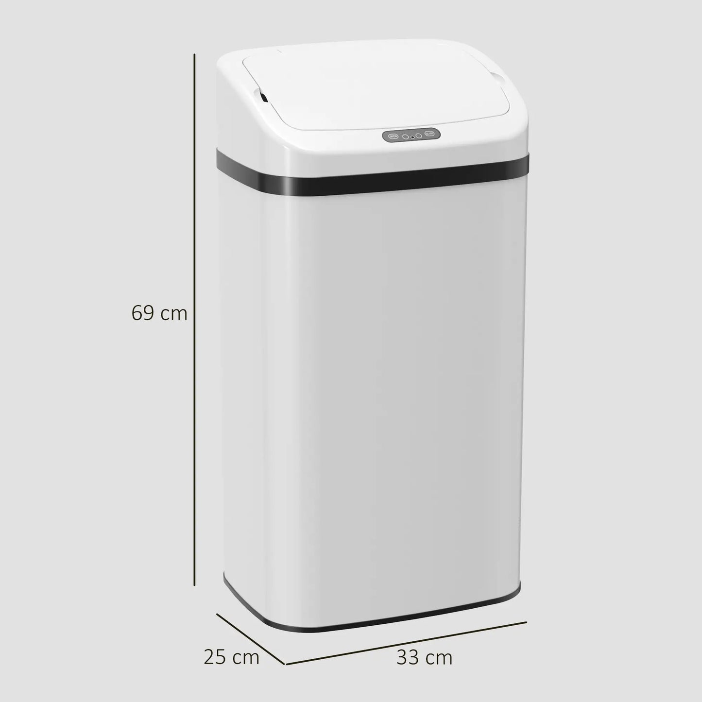 HOMCOM 48L Stainless Steel Kitchen Sensor Bin with Soft-Close Lid - White