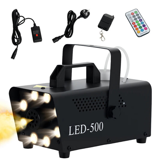 HOMCOM Smoke Fog Machine with 3 RGB LED Lights with 13 Colours and 4 Effects, 450W 2000CFM with Wired and Wireless Remote