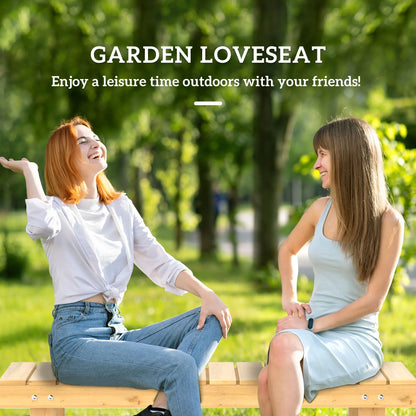 Outsunny 1 Piece 2-Seater Outdoor Indoor Wooden Garden Bench Fir Patio Loveseat, Natural