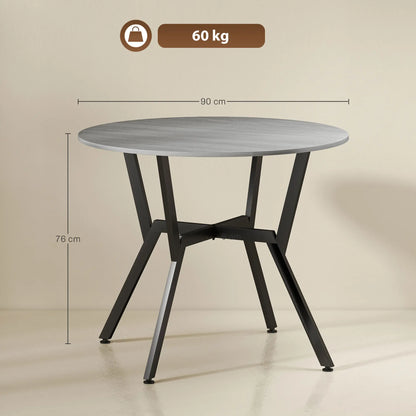 HOMCOM Round Kitchen Dining Table with Anti-Slip Foot Pads for Living Room, Dining Room, Grey