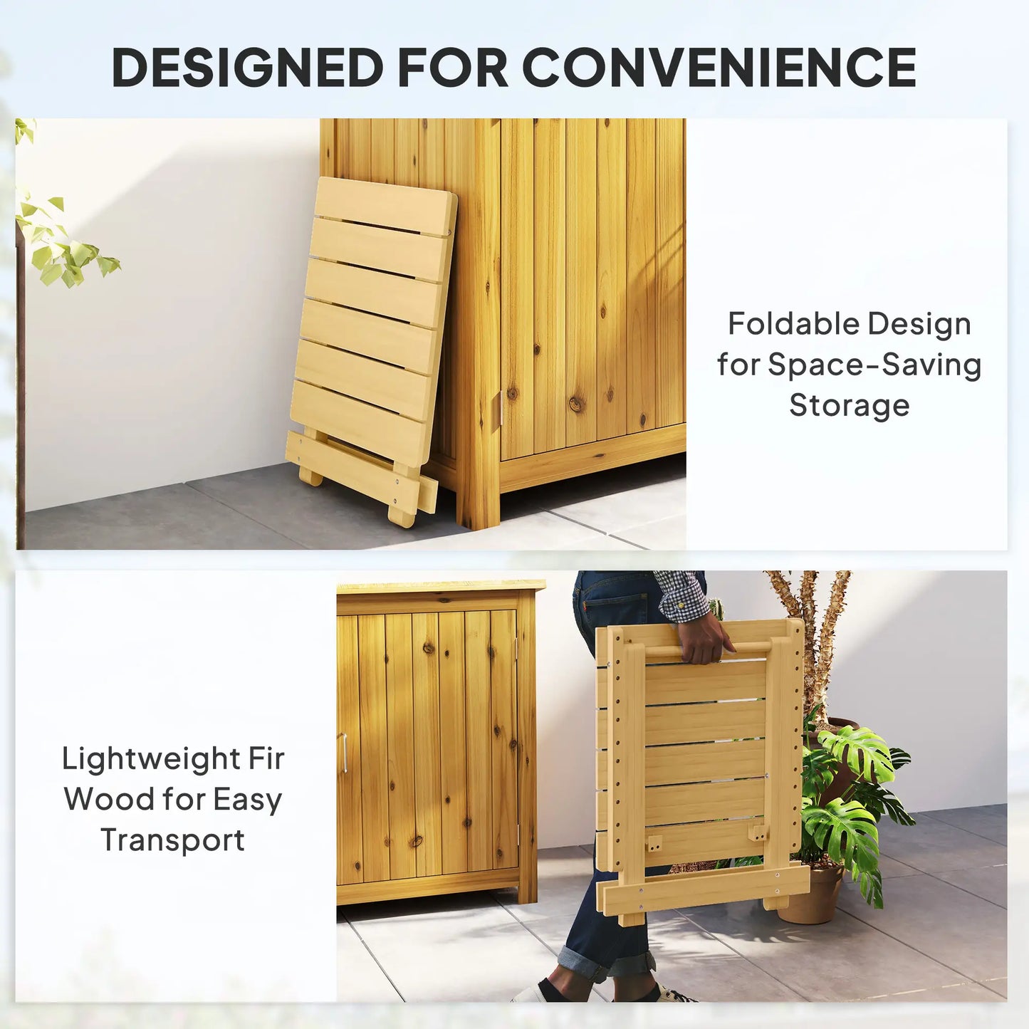 Outsunny Garden Furniture Wooden Foldable Outdoor Coffee Table