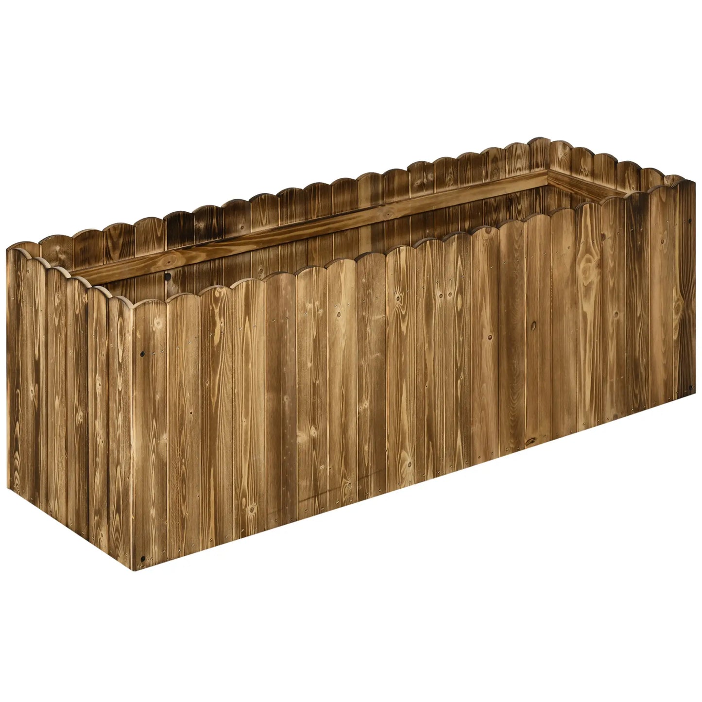 Outsunny 172L Raised Garden Bed, Wooden Rectangle Planter Box, Outdoor Herb Vegetable Flower Pot