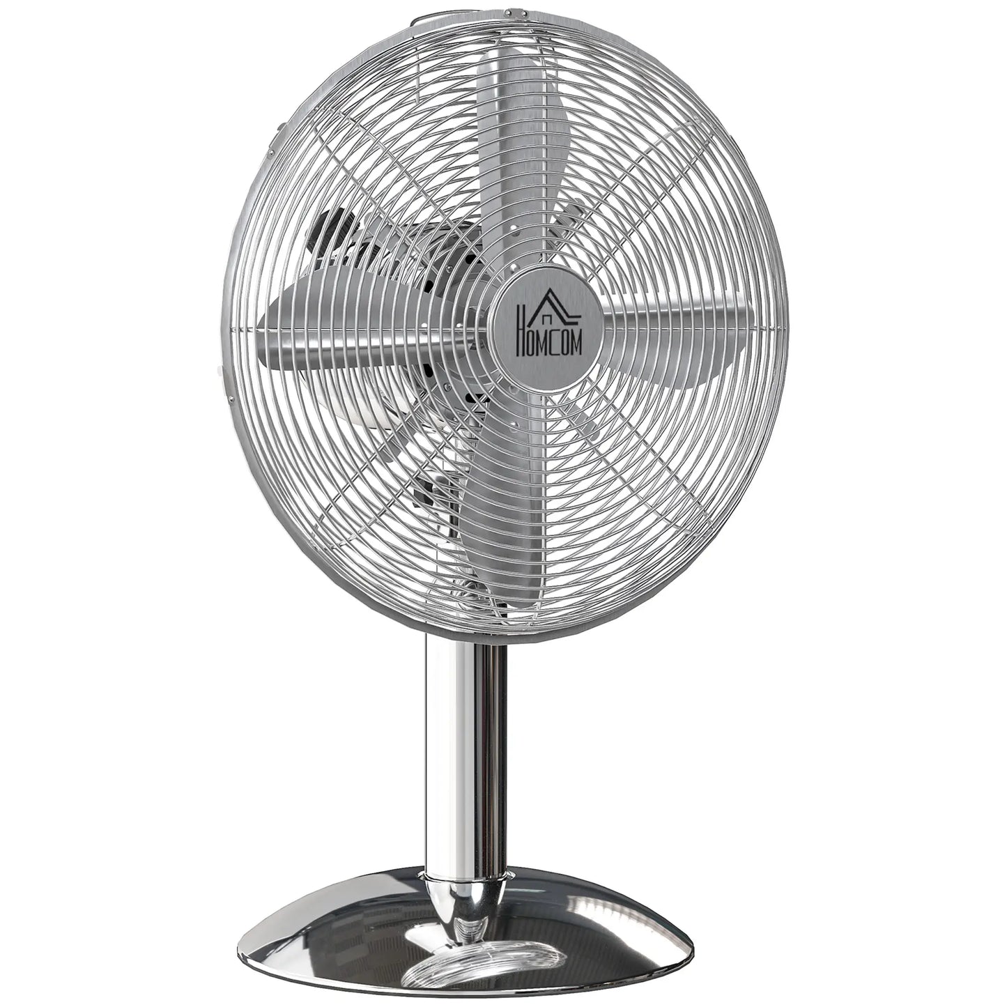 HOMCOM Three-Speed Oscillating Desk Air Fan - Silver-Tone