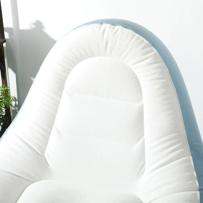 Outsunny Inflatable Tub Chair and Footstool, Soft & Comfortable - Blue/White