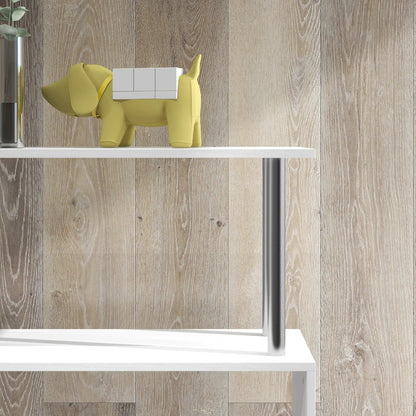 HOMCOM S Shape Bookcase, 5 Tiers Bookshelf, Modern Freestanding Storage Shelf for Home Office, Study, Living Room, White