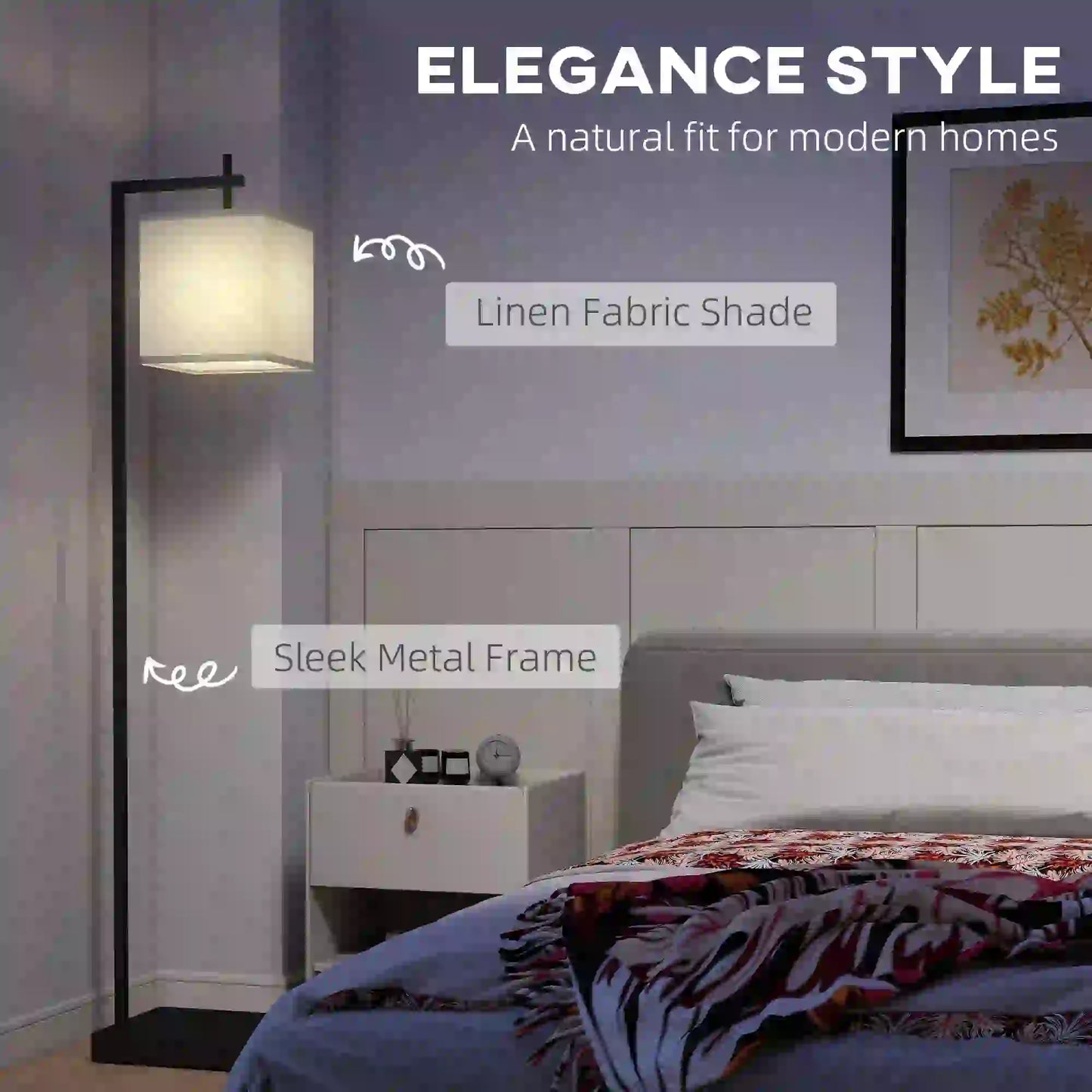 HOMCOM 66" Modern Tall Standing Floor Lamp with Adjustable Colour Temperatures & 10 Brightness Levels, Remote Control