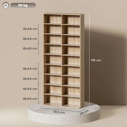 HOMCOM 640 CD Storage Tower, Bookcases & Shelves - Nature Wood Finish