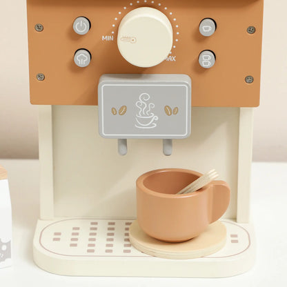 AIYAPLAY Kids Wooden Coffee Machine Toy, Pretend Play Kitchen Accessories Gift for Ages 3+