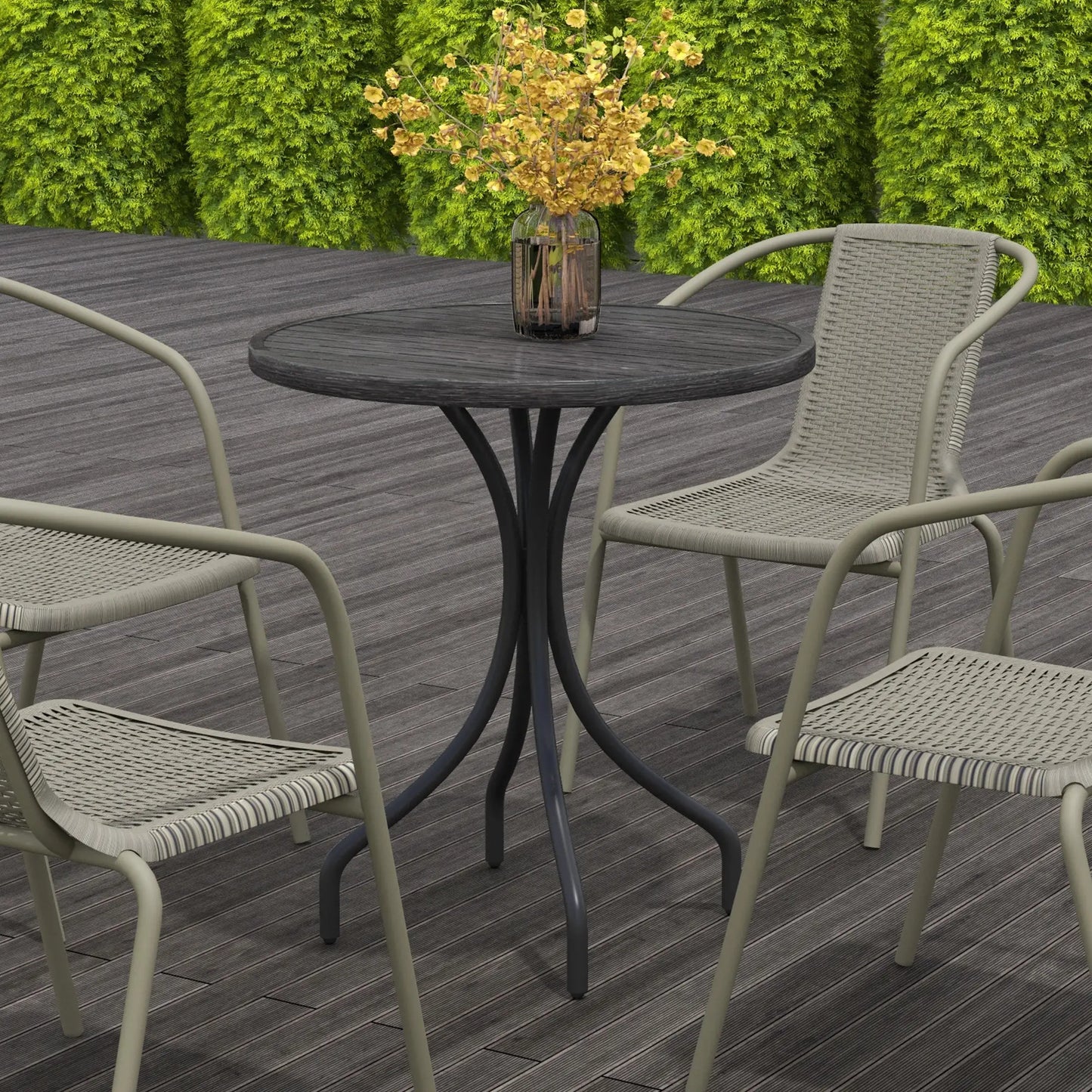 Outsunny Φ66cm Galvanised Steel Outdoor Round Garden Table - Grey