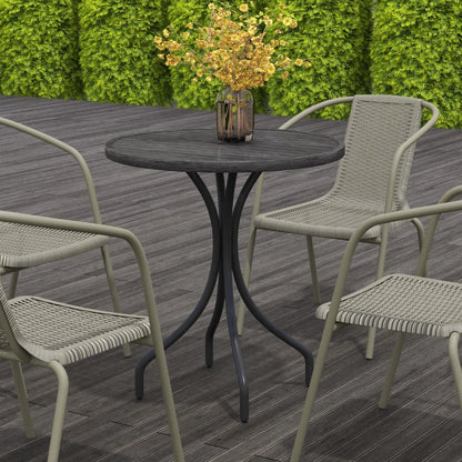 Outsunny Φ66cm Galvanised Steel Outdoor Round Garden Table - Grey