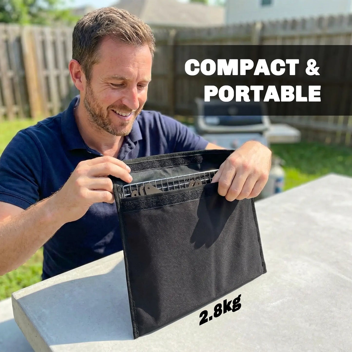 Outsunny 2-In-1 Portable BBQ Grill & Camping Fire Pit, Tabletop Charcoal Barbecue Grill with Gripper, Gloves & Carry Bag