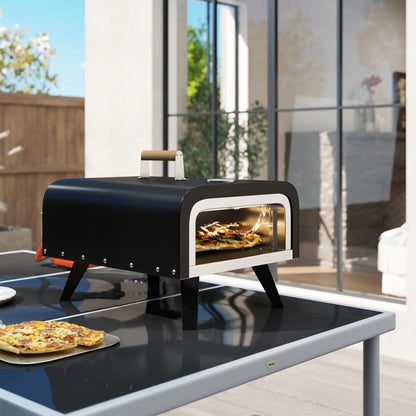 Outsunny Gas Powered 12" Pizza Oven Barbecue Charcoal Grills - Black