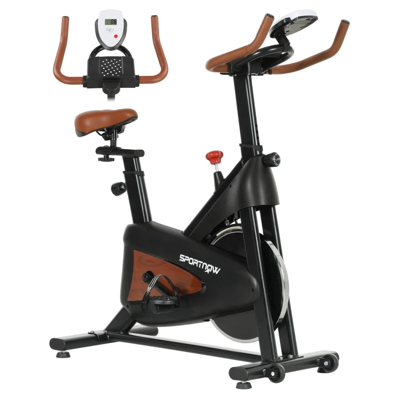 SPORTNOW Indoor Exercise Bike, Quiet Stationary Bike, Stylish Cycling Machine with Adjustable Seat and Resistance, LCD Monitor, for Home Gym Cardio Workout