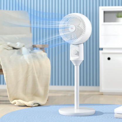 HOMCOM 9" Pedestal Fan, 70° Oscillation 90° Vertical Tilt Oscillating Air Circulator with 3 Speeds, Standing Fan, White