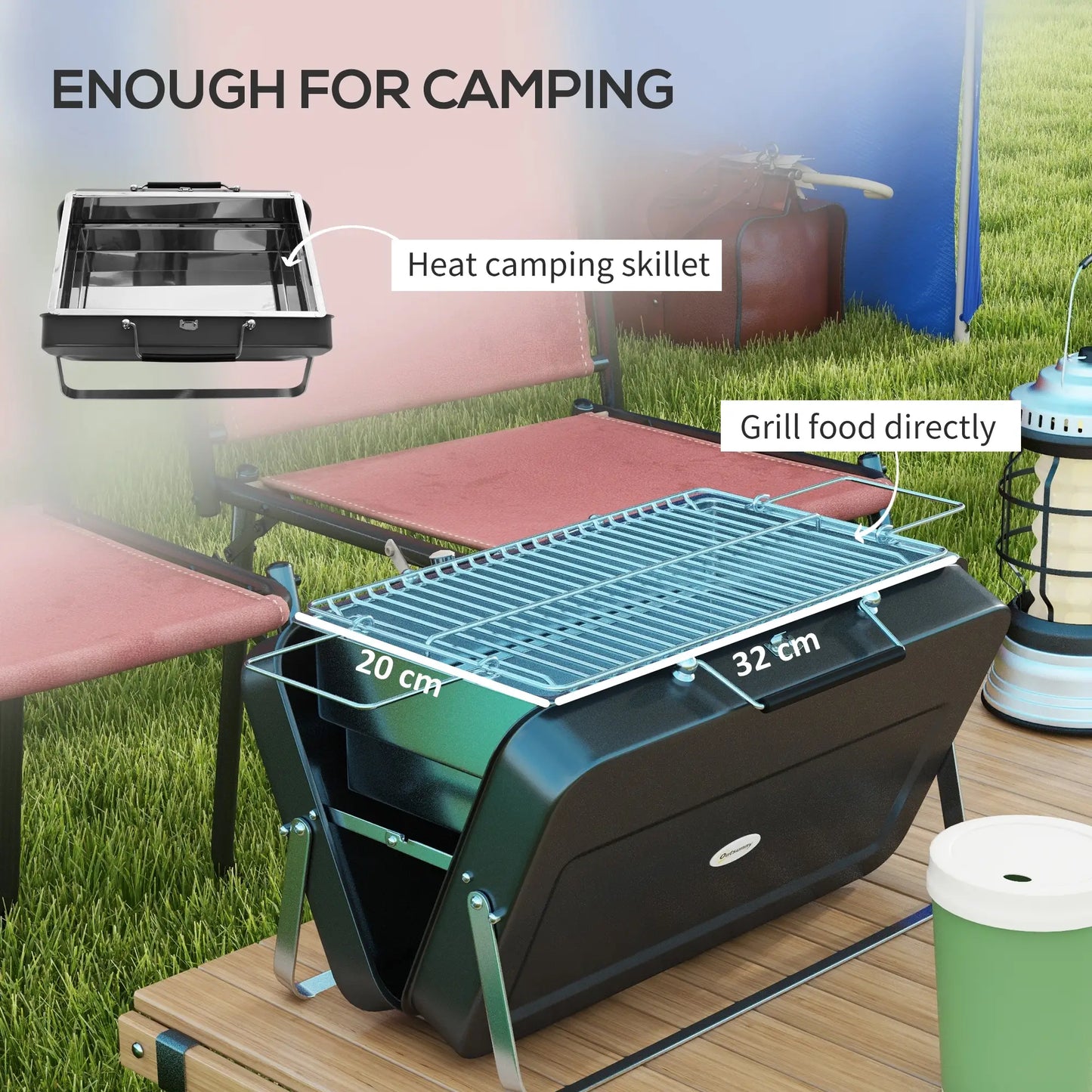 Outsunny Metal Suitable-Style Outdoor Barbecue Portable Mini BBQ Grill - Black