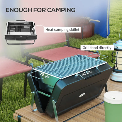 Outsunny Metal Suitable-Style Outdoor Barbecue Portable Mini BBQ Grill - Black