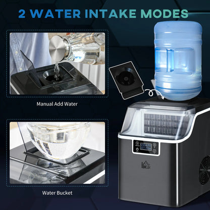 HOMCOM 3.2L Compact Ice Machine with LCD Screen and Accessories - Black